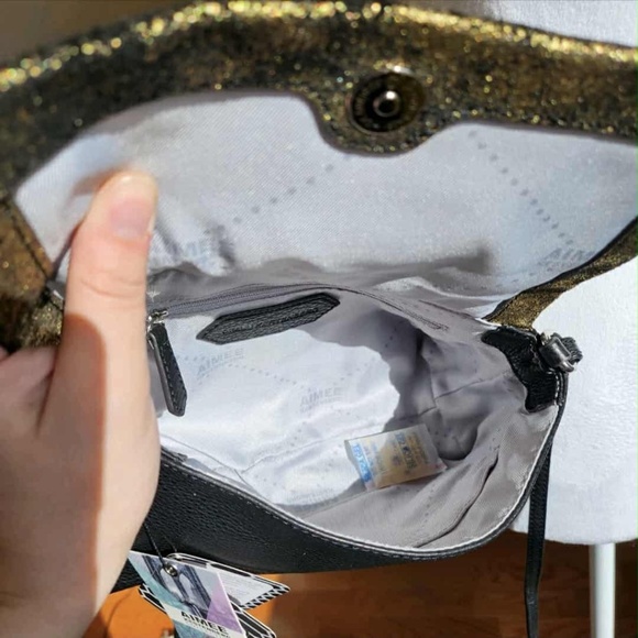 NWT Aimee Kestenberg Genuine Leather Gold Dusted Seude Crossbody Bag - Picture 3 of 10